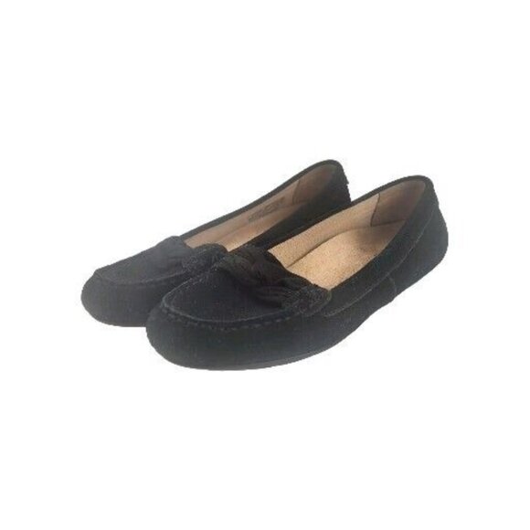 Vionic Womens Sz 8 Norah Suede Moccasin Flats Shoes Loafers Black - Picture 1 of 8